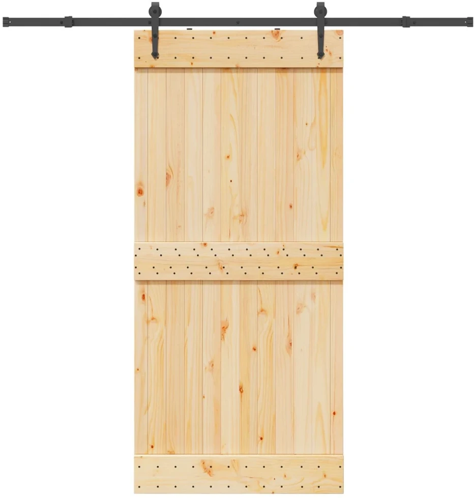Slankios durys NARVIK Natūrali ir juoda 95 x 210 cm (213,5 cm)