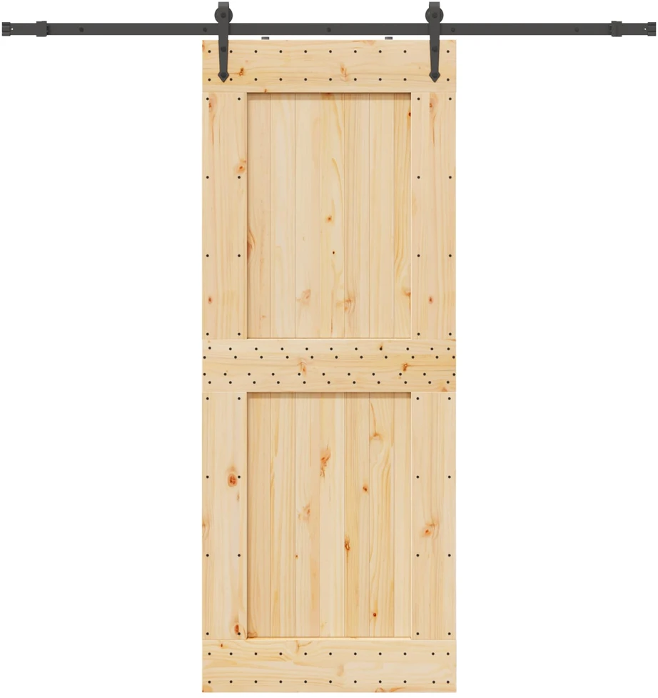 Slankios durys NARVIK Natūrali ir juoda 90 x 210 cm (213,5 cm)