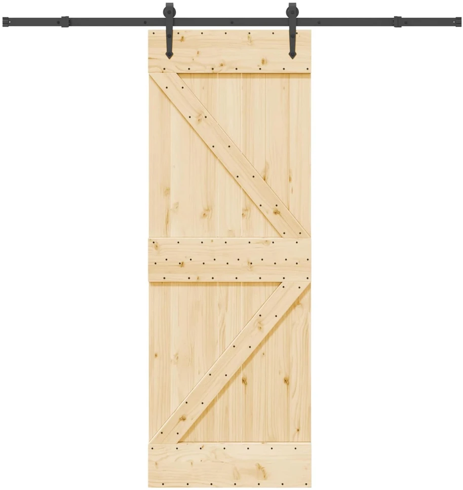 Slankios durys NARVIK Natūrali ir juoda 70 x 210 cm (213,5 cm)