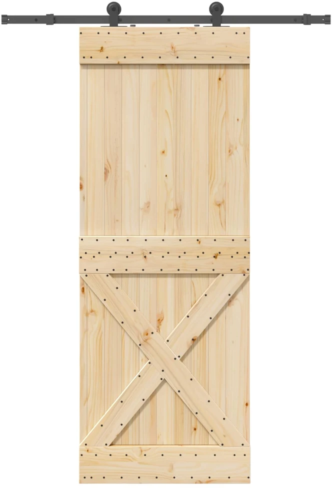 Slankios durys NARVIK Natūrali ir juoda 85 x 210 cm (152,5 cm)