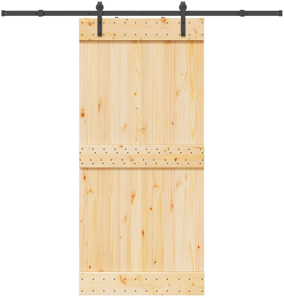 Slankios durys NARVIK Natūrali ir juoda 95 x 210 cm (213,5 cm)