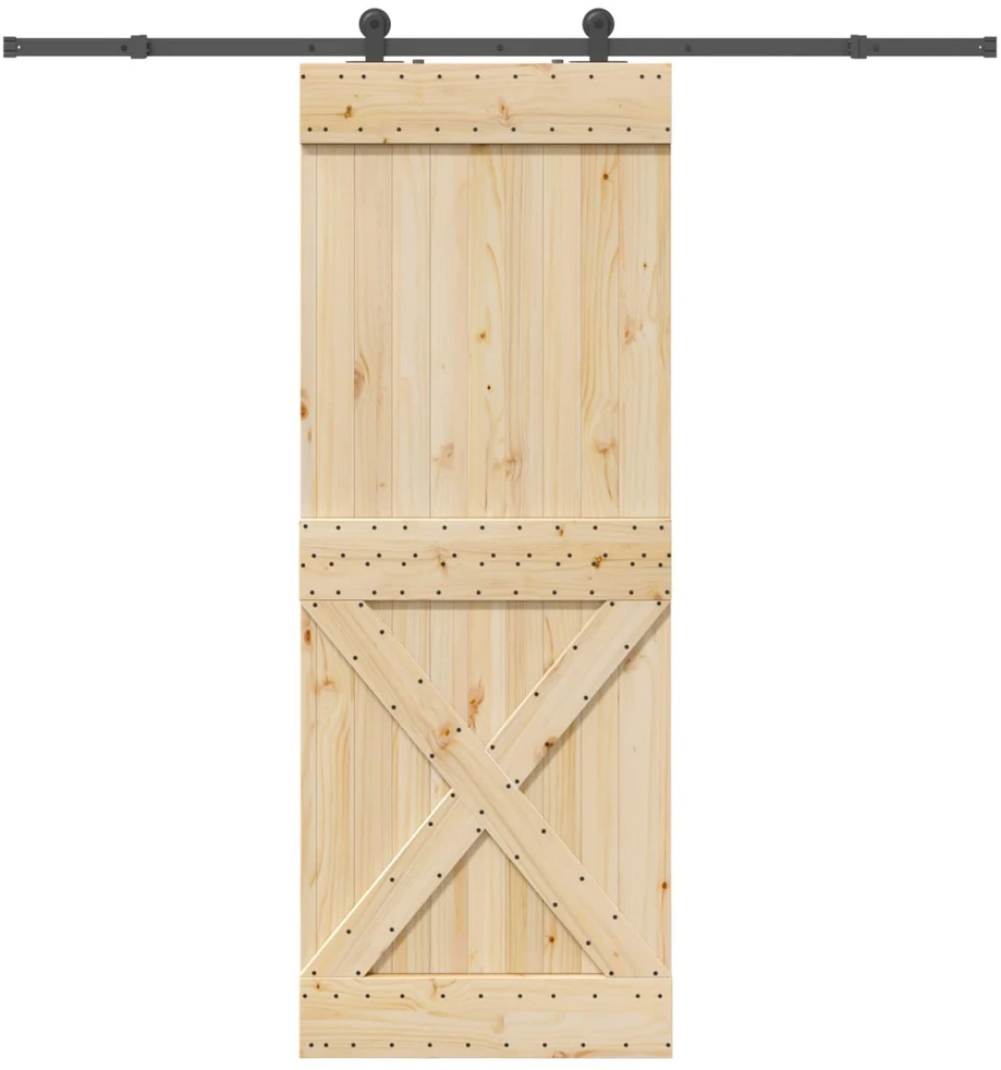 Slankios durys NARVIK Natūrali ir juoda 85 x 210 cm (213,5 cm)
