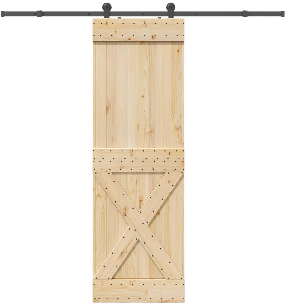 Slankios durys NARVIK Natūrali ir juoda 70 x 210 cm (213,5 cm)