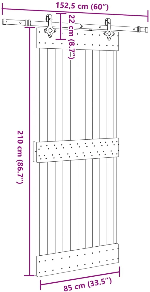 Slankios durys NARVIK Natūrali ir juoda 85 x 210 cm (152,5 cm)