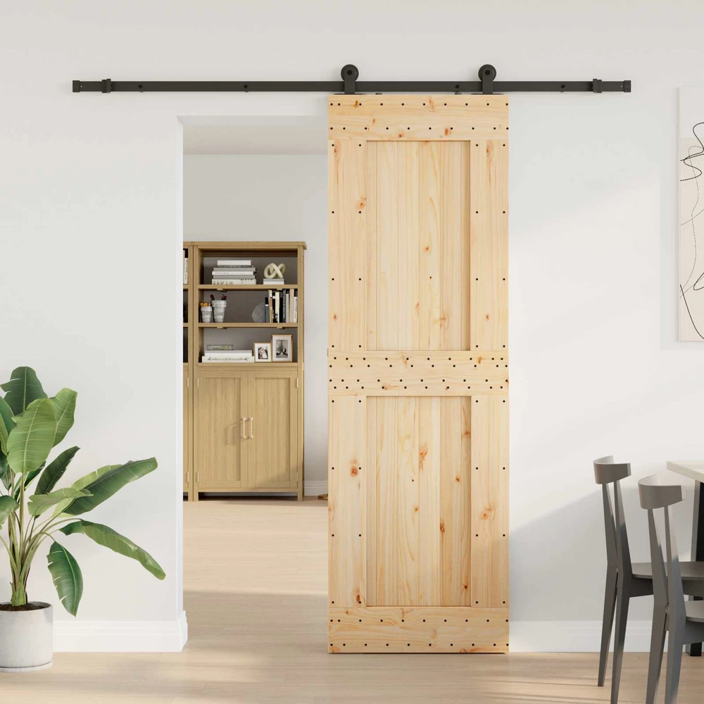Slankios durys NARVIK Natūrali ir juoda 70 x 210 cm (213,5 cm)