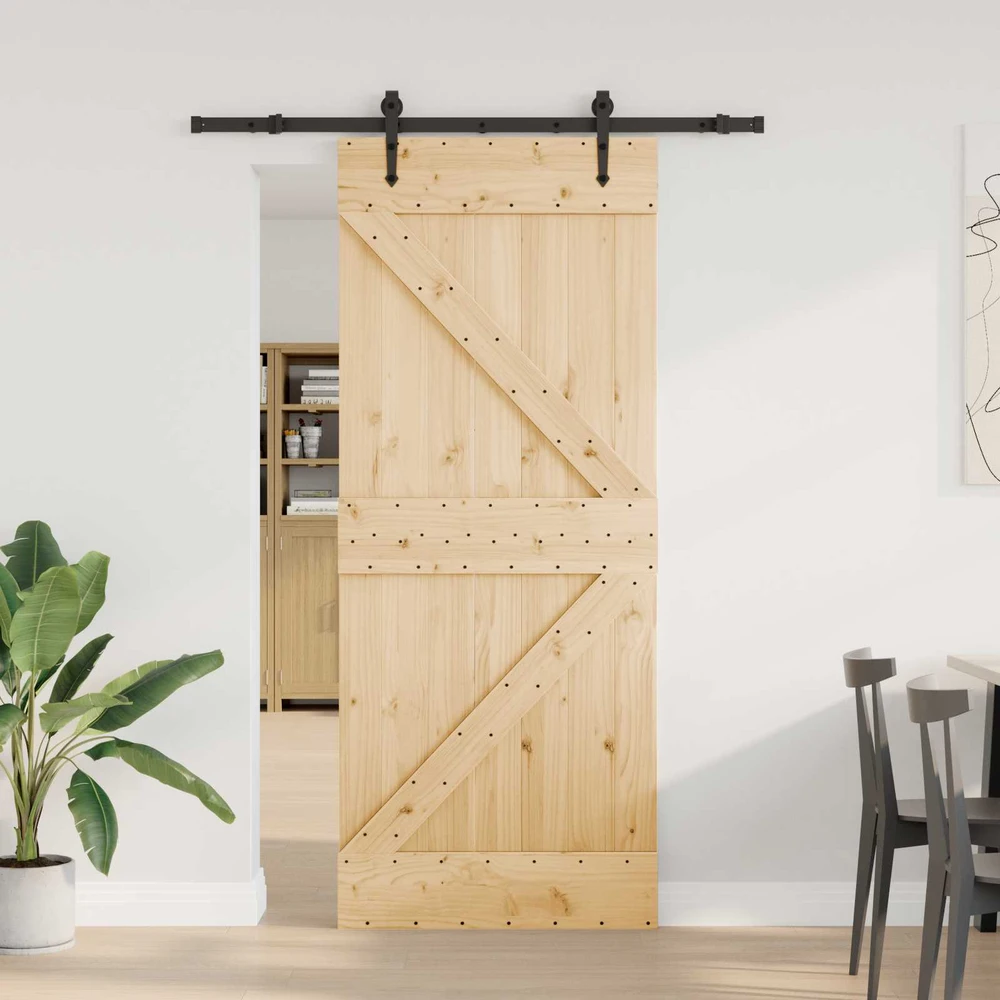 Slankios durys NARVIK Natūrali ir juoda 85 x 210 cm (152,5 cm)