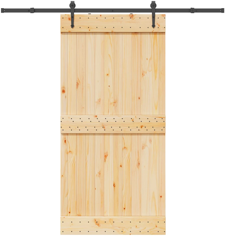 Slankios durys NARVIK Natūrali ir juoda 100 x 210 cm (213,5 cm)