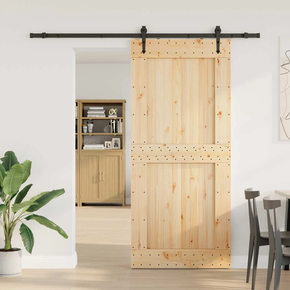 Slankios durys NARVIK Natūrali ir juoda 100 x 210 cm (213,5 cm)