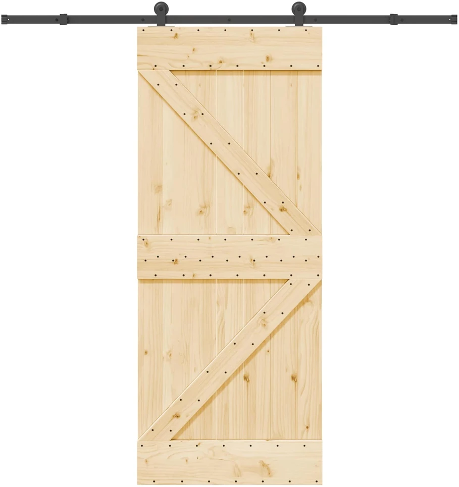 Slankios durys NARVIK Natūrali ir juoda 85 x 210 cm (213,5 cm)