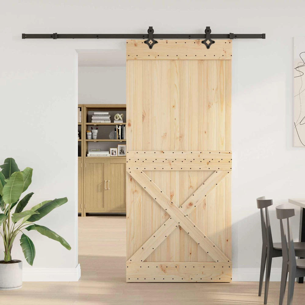 Slankios durys NARVIK Natūrali ir juoda 100 x 210 cm (213,5 cm)