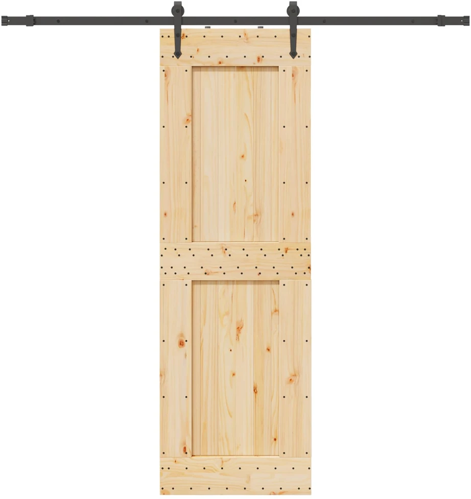 Slankios durys NARVIK Natūrali ir juoda 70 x 210 cm (213,5 cm)
