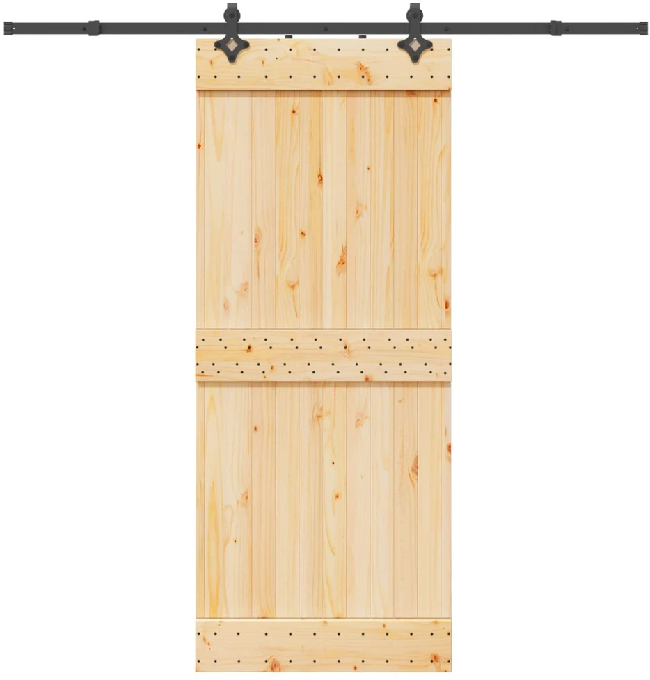 Slankios durys NARVIK Natūrali ir juoda 85 x 210 cm (213,5 cm)
