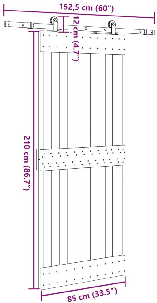 Slankios durys NARVIK Natūrali ir juoda 85 x 210 cm (152,5 cm)