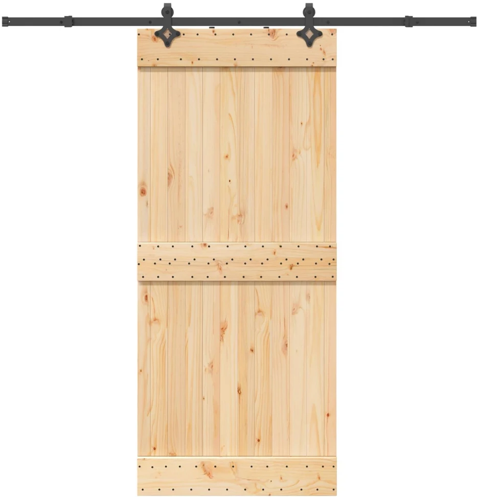 Slankios durys NARVIK Natūrali ir juoda 90 x 210 cm (213,5 cm)