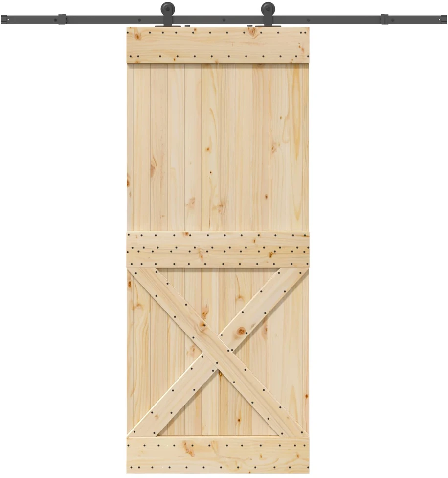 Slankios durys NARVIK Natūrali ir juoda 95 x 210 cm (213,5 cm)
