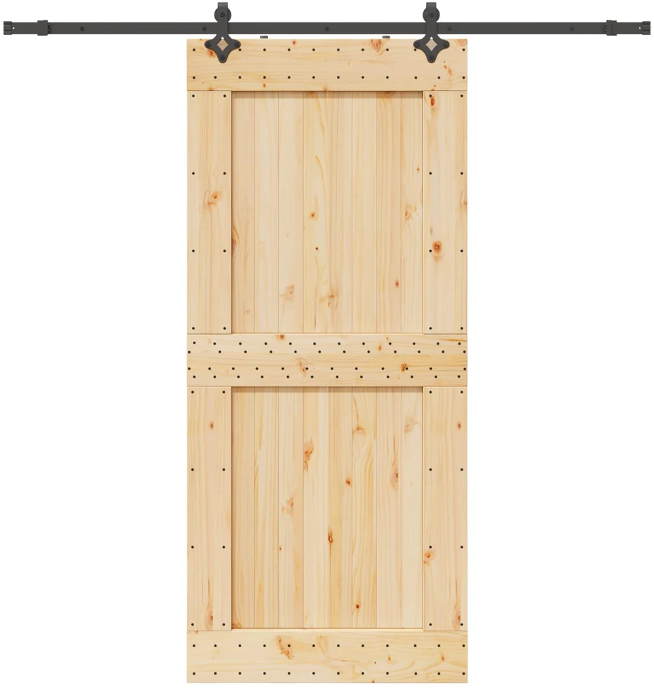 Slankios durys NARVIK Natūrali ir juoda 100 x 210 cm (213,5 cm)