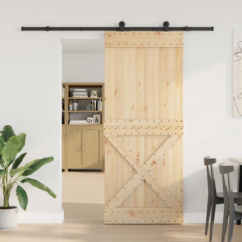 Slankios durys NARVIK Natūrali ir juoda 95 x 210 cm (213,5 cm)