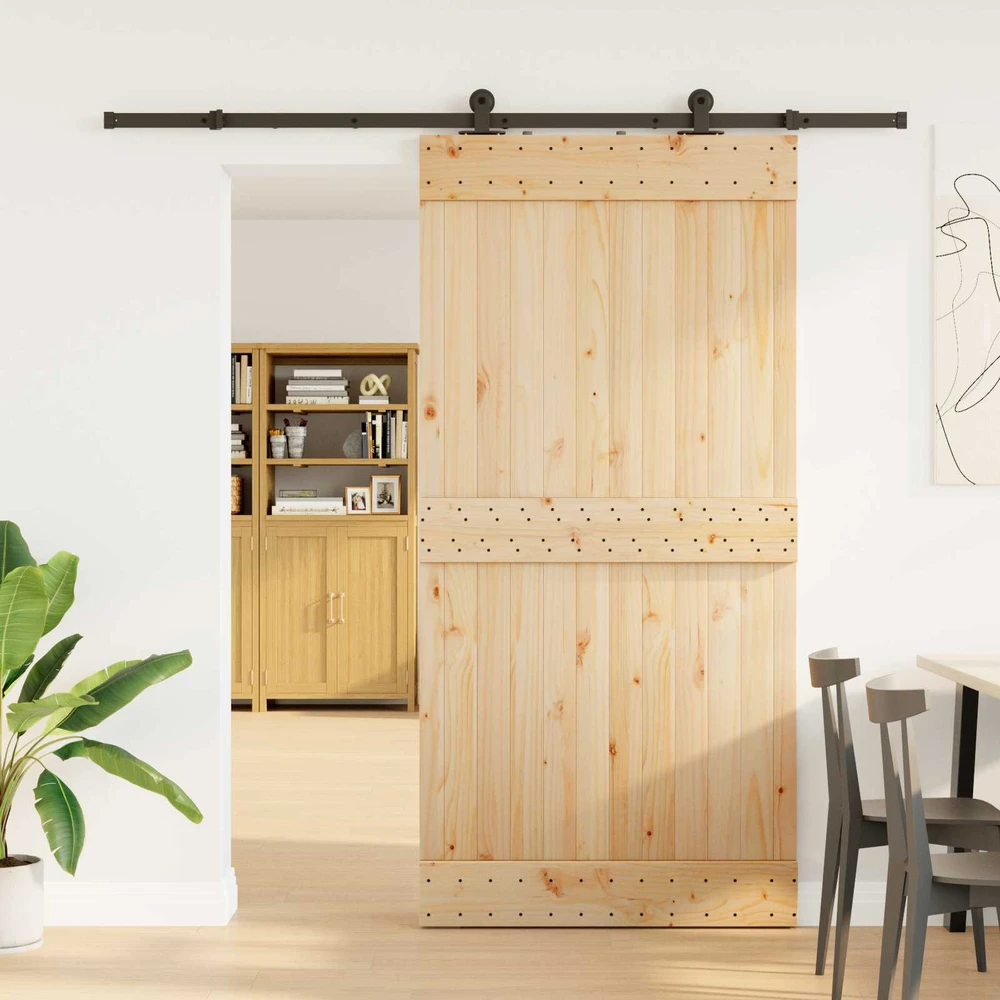 Slankios durys NARVIK Natūrali ir juoda 100 x 210 cm (213,5 cm)
