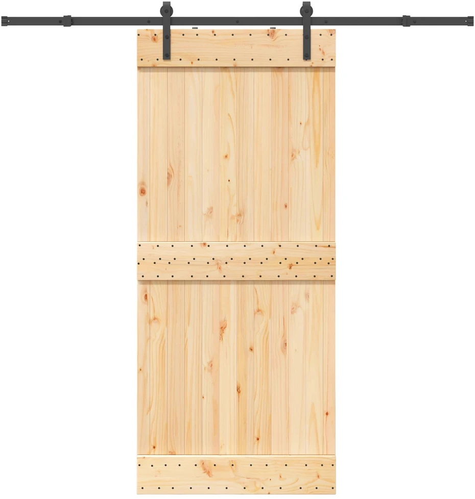 Slankios durys NARVIK Natūrali ir juoda 90 x 210 cm (213,5 cm)