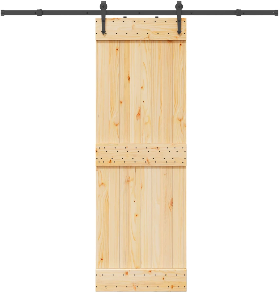 Slankios durys NARVIK Natūrali ir juoda 70 x 210 cm (213,5 cm)