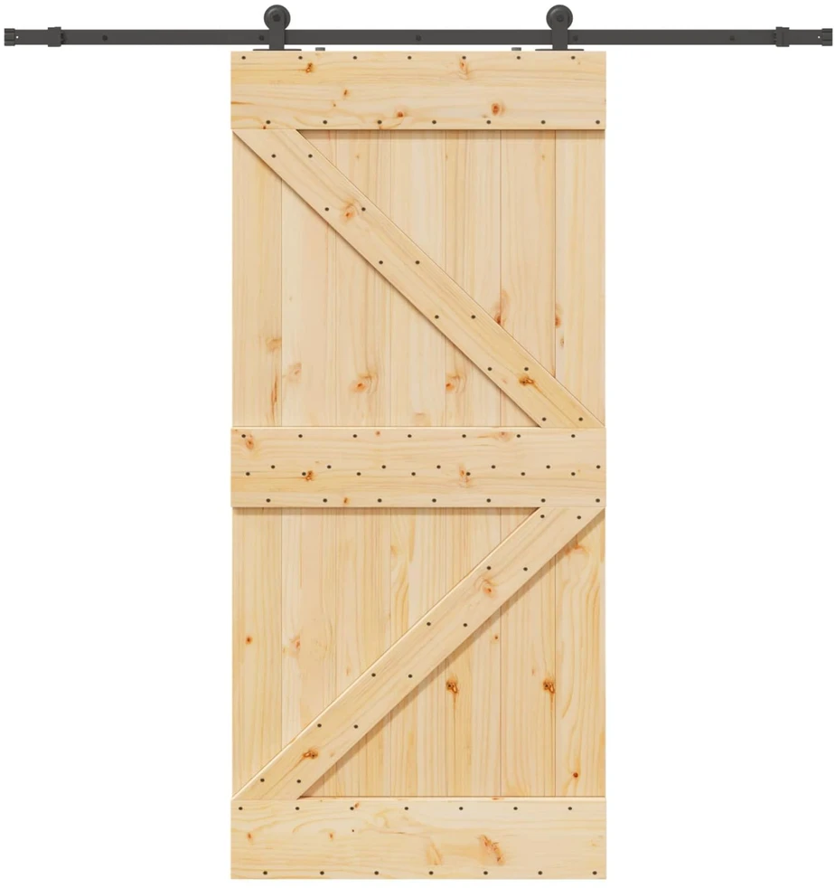Slankios durys NARVIK Natūrali ir juoda 100 x 210 cm (213,5 cm)
