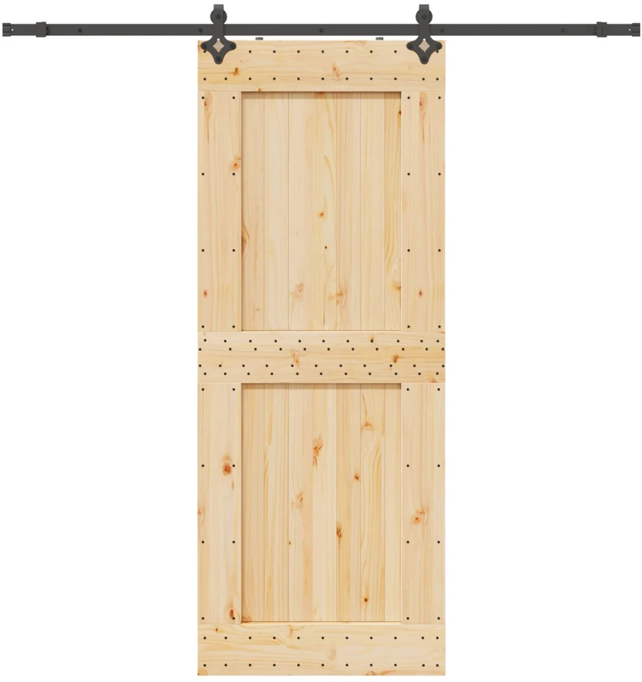 Slankios durys NARVIK Natūrali ir juoda 90 x 210 cm (213,5 cm)