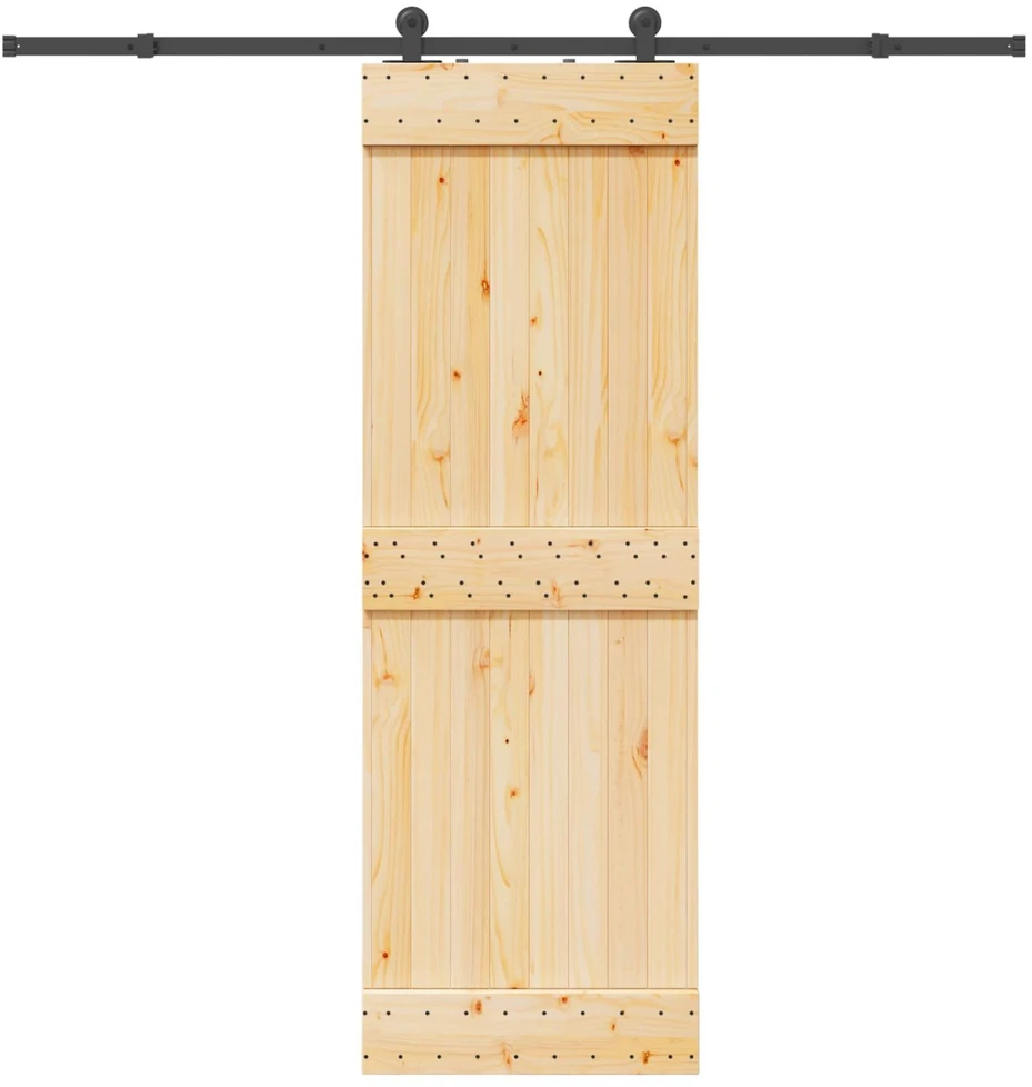 Slankios durys NARVIK Natūrali ir juoda 70 x 210 cm (213,5 cm)