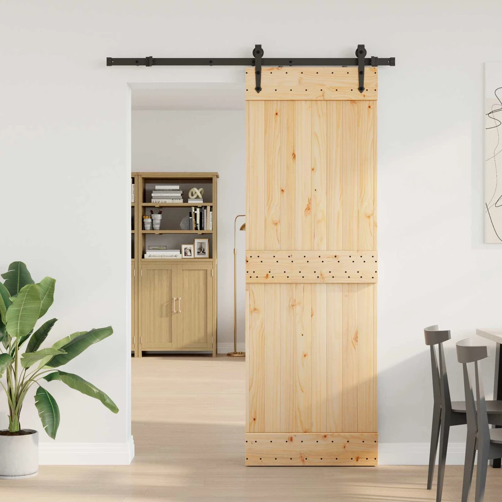 Slankios durys NARVIK Natūrali ir juoda 80 x 210 cm (152,5 cm)