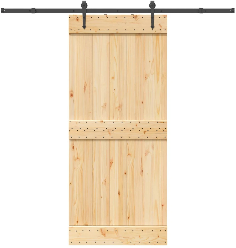 Slankios durys NARVIK Natūrali ir juoda 90 x 210 cm (213,5 cm)