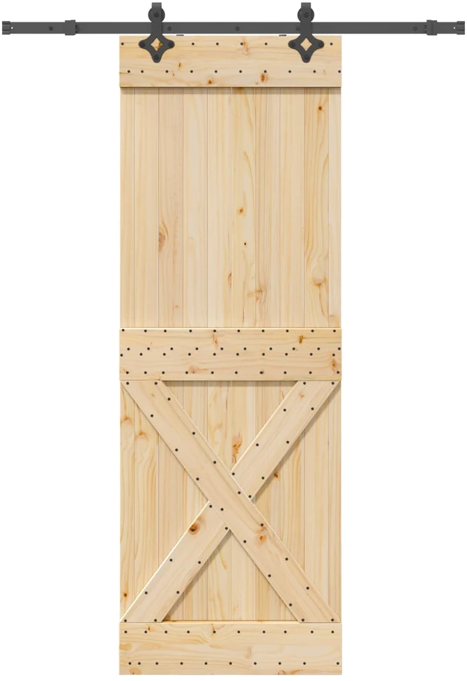 Slankios durys NARVIK Natūrali ir juoda 80 x 210 cm (152,5 cm)