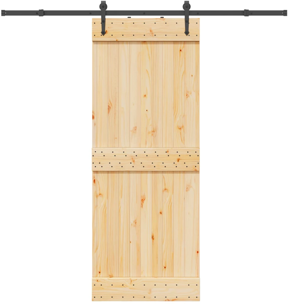 Slankios durys NARVIK Natūrali ir juoda 80 x 210 cm (213,5 cm)