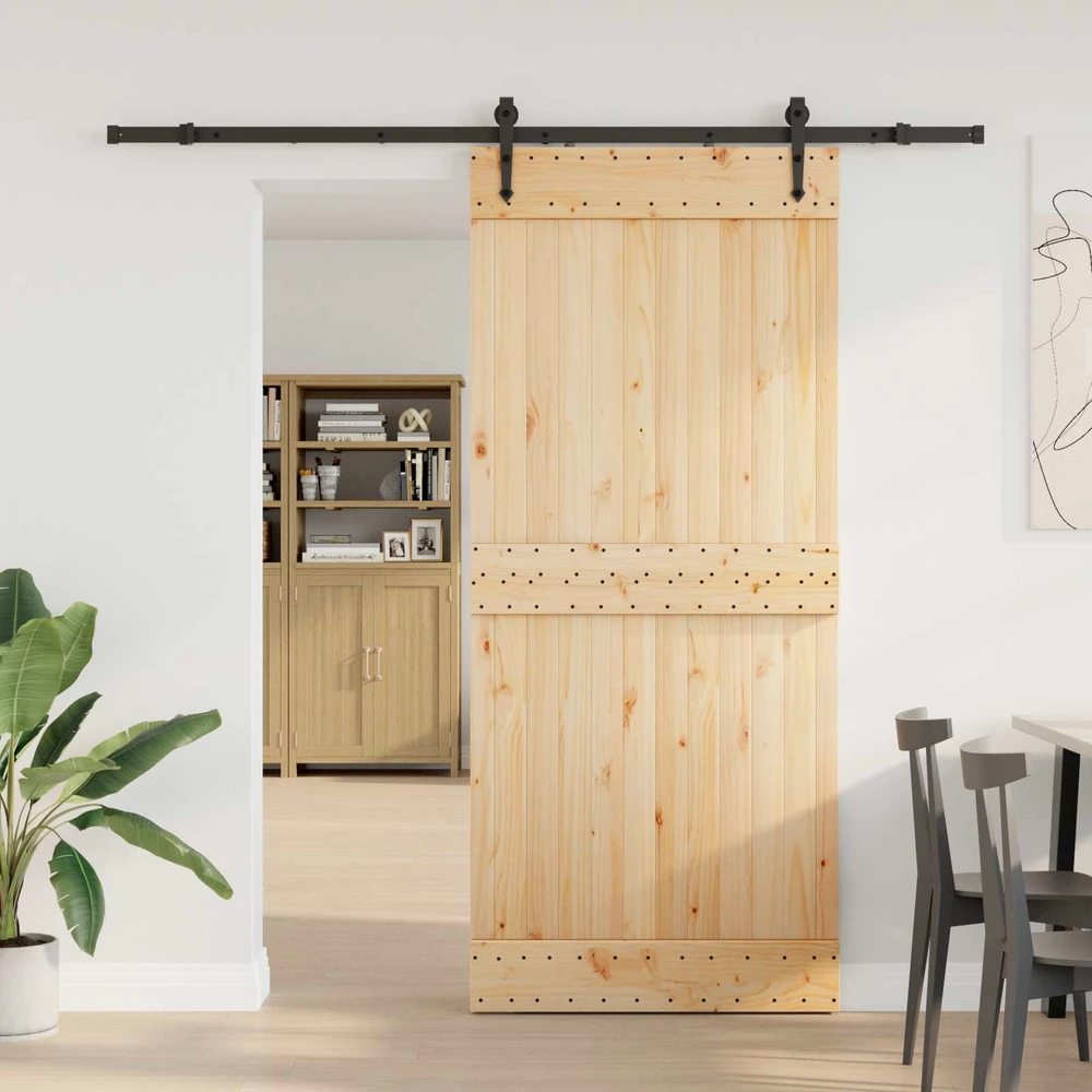 Slankios durys NARVIK Natūrali ir juoda 90 x 210 cm (213,5 cm)