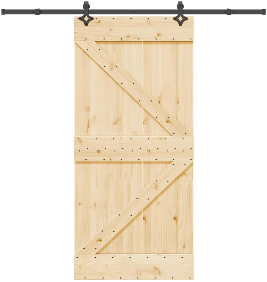 Slankios durys NARVIK Natūrali ir juoda 95 x 210 cm (213,5 cm)
