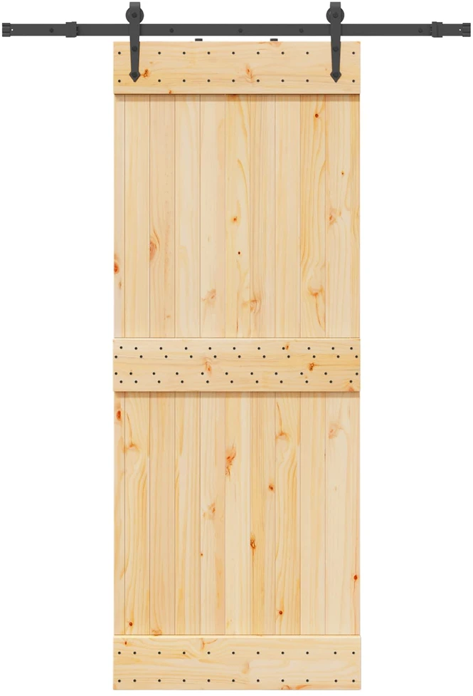 Slankios durys NARVIK Natūrali ir juoda 80 x 210 cm (152,5 cm)