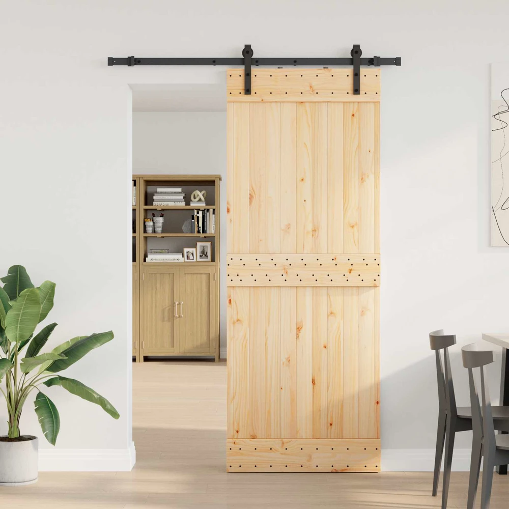 Slankios durys NARVIK Natūrali ir juoda 80 x 210 cm (152,5 cm)