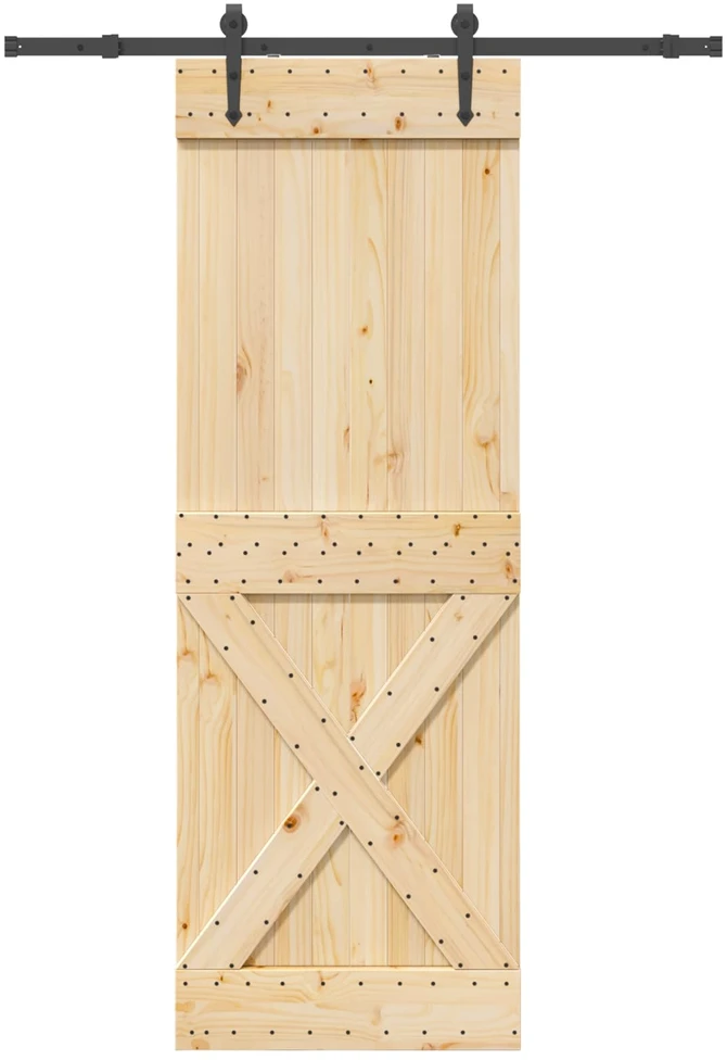 Slankios durys NARVIK Natūrali ir juoda 80 x 210 cm (152,5 cm)