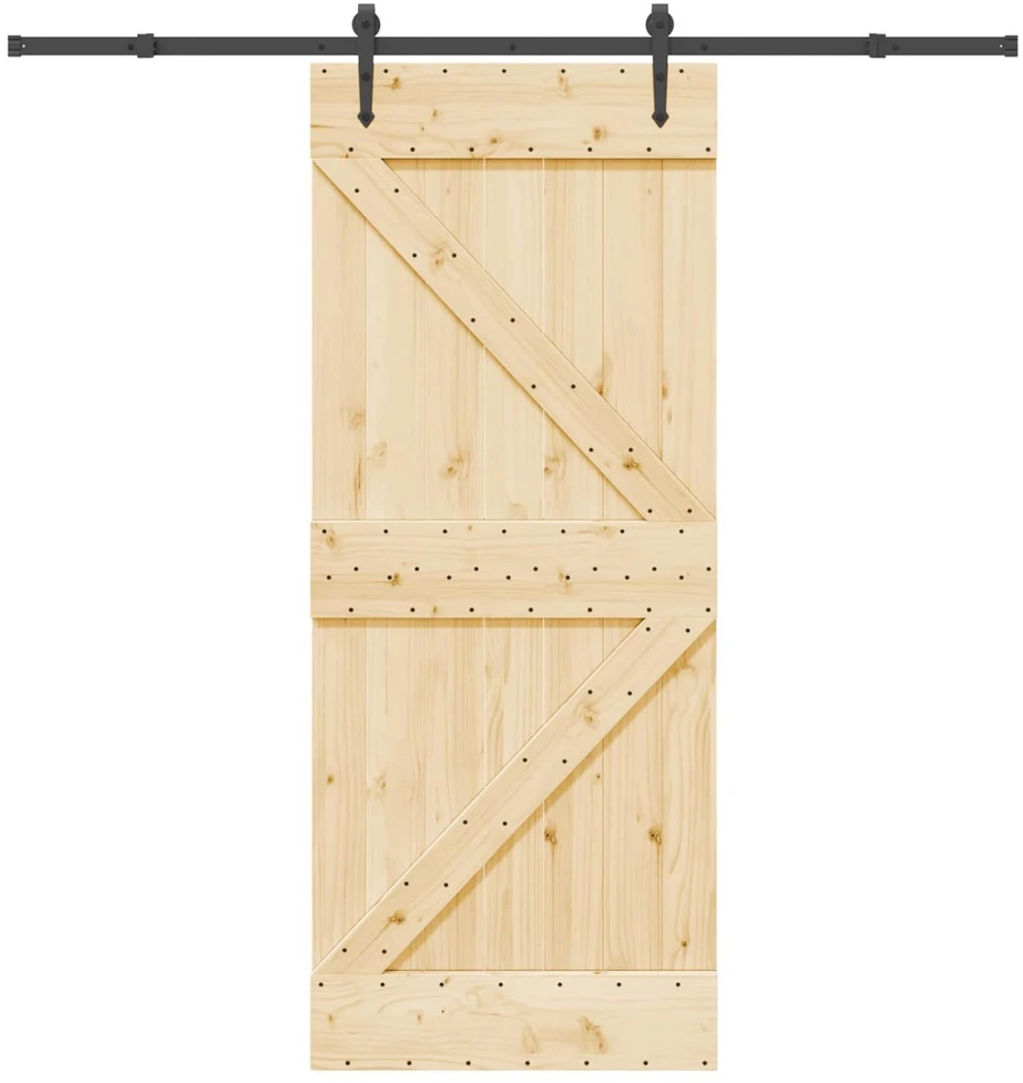 Slankios durys NARVIK Natūrali ir juoda 85 x 210 cm (213,5 cm)