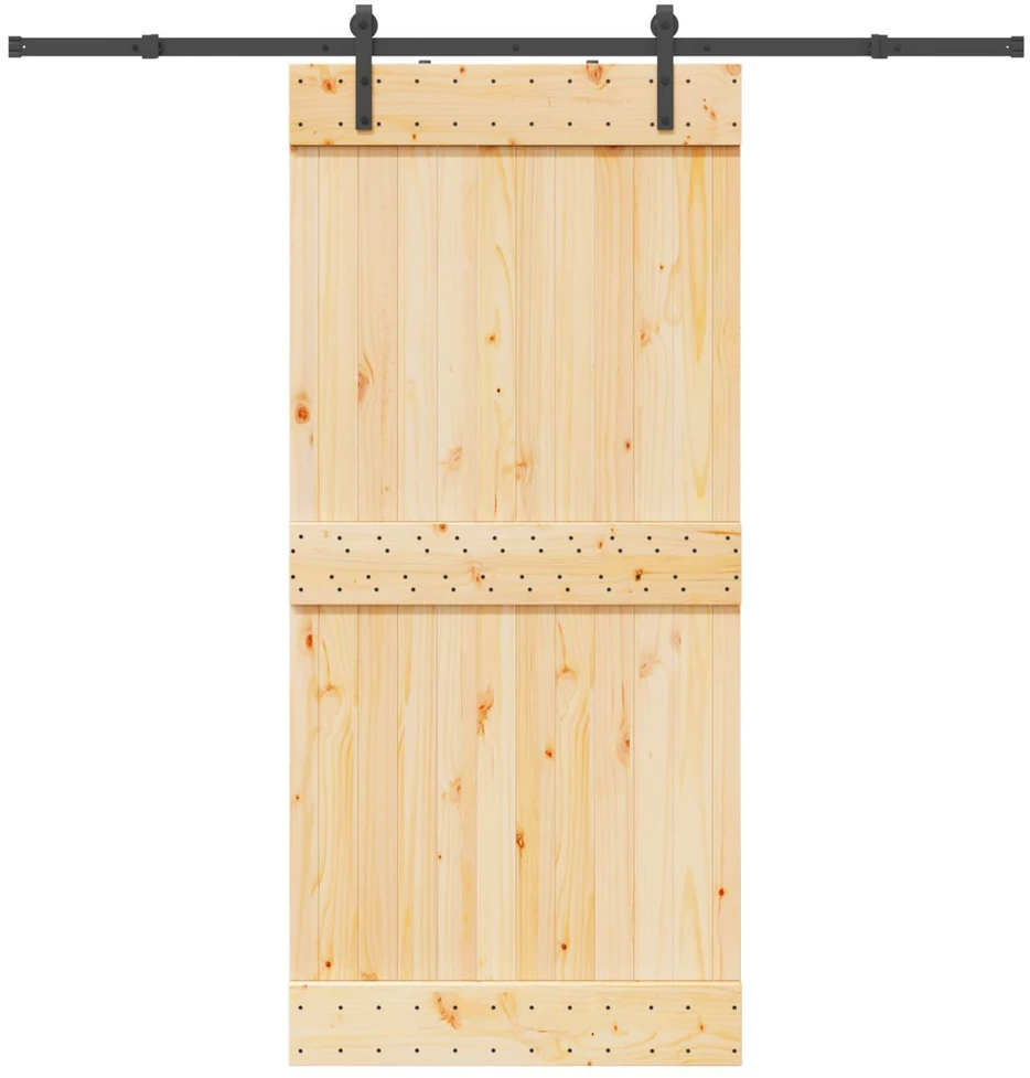 Slankios durys NARVIK Natūrali ir juoda 95 x 210 cm (213,5 cm)