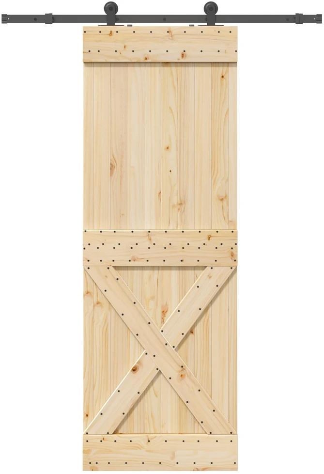 Slankios durys NARVIK Natūrali ir juoda 80 x 210 cm (152,5 cm)