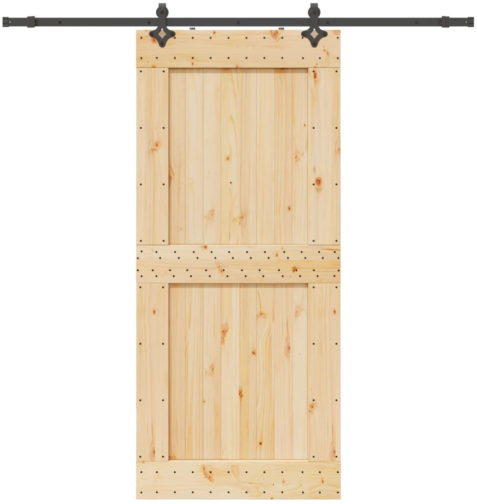 Slankios durys NARVIK Natūrali ir juoda 100 x 210 cm (213,5 cm)
