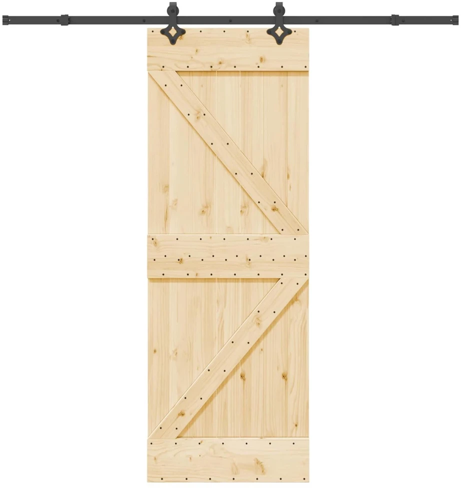 Slankios durys NARVIK Natūrali ir juoda 70 x 210 cm (213,5 cm)