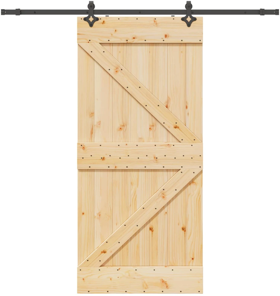Slankios durys NARVIK Natūrali ir juoda 90 x 210 cm (213,5 cm)