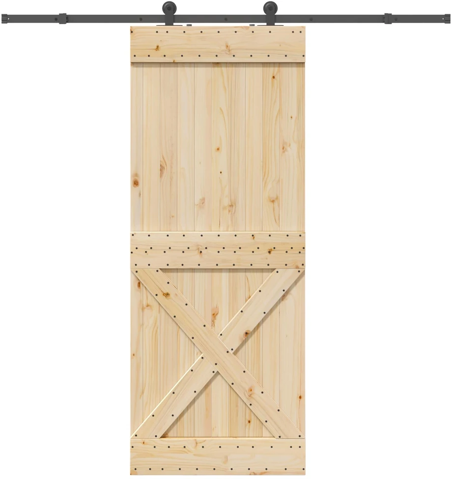 Slankios durys NARVIK Natūrali ir juoda 90 x 210 cm (213,5 cm)