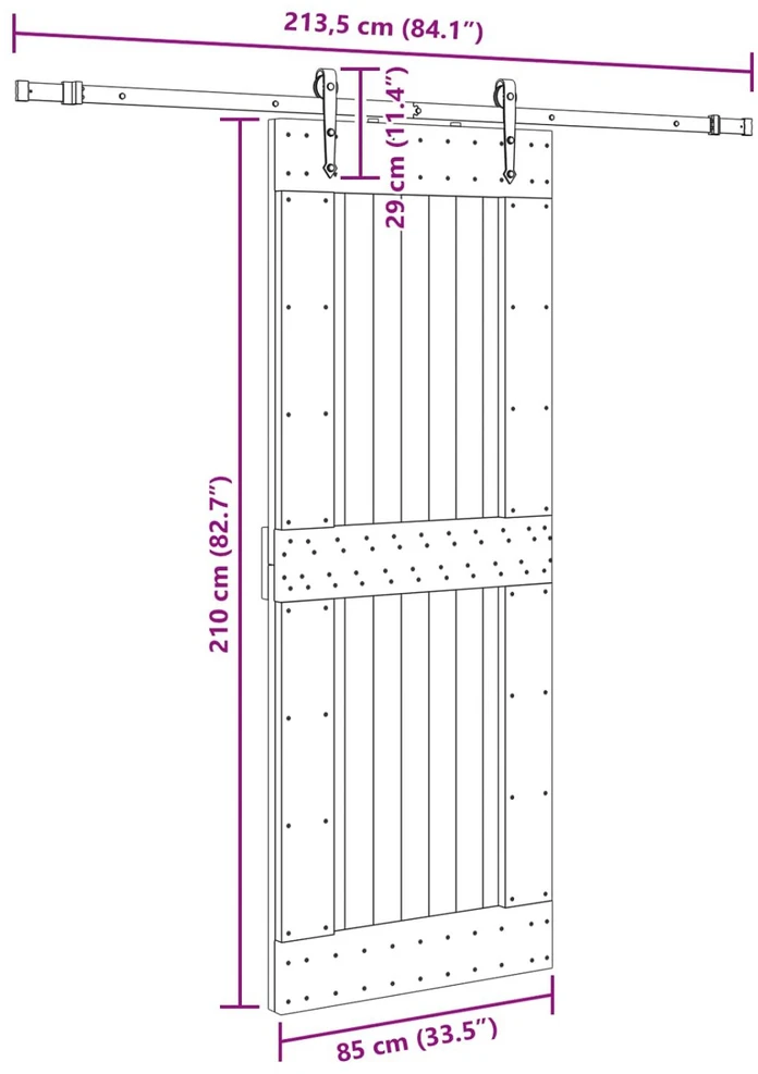 Slankios durys NARVIK Natūrali ir juoda 85 x 210 cm (213,5 cm)