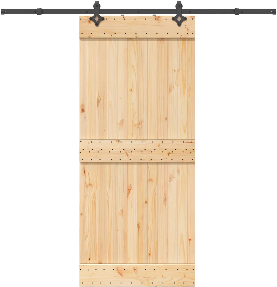 Slankios durys NARVIK Natūrali ir juoda 90 x 210 cm (213,5 cm)