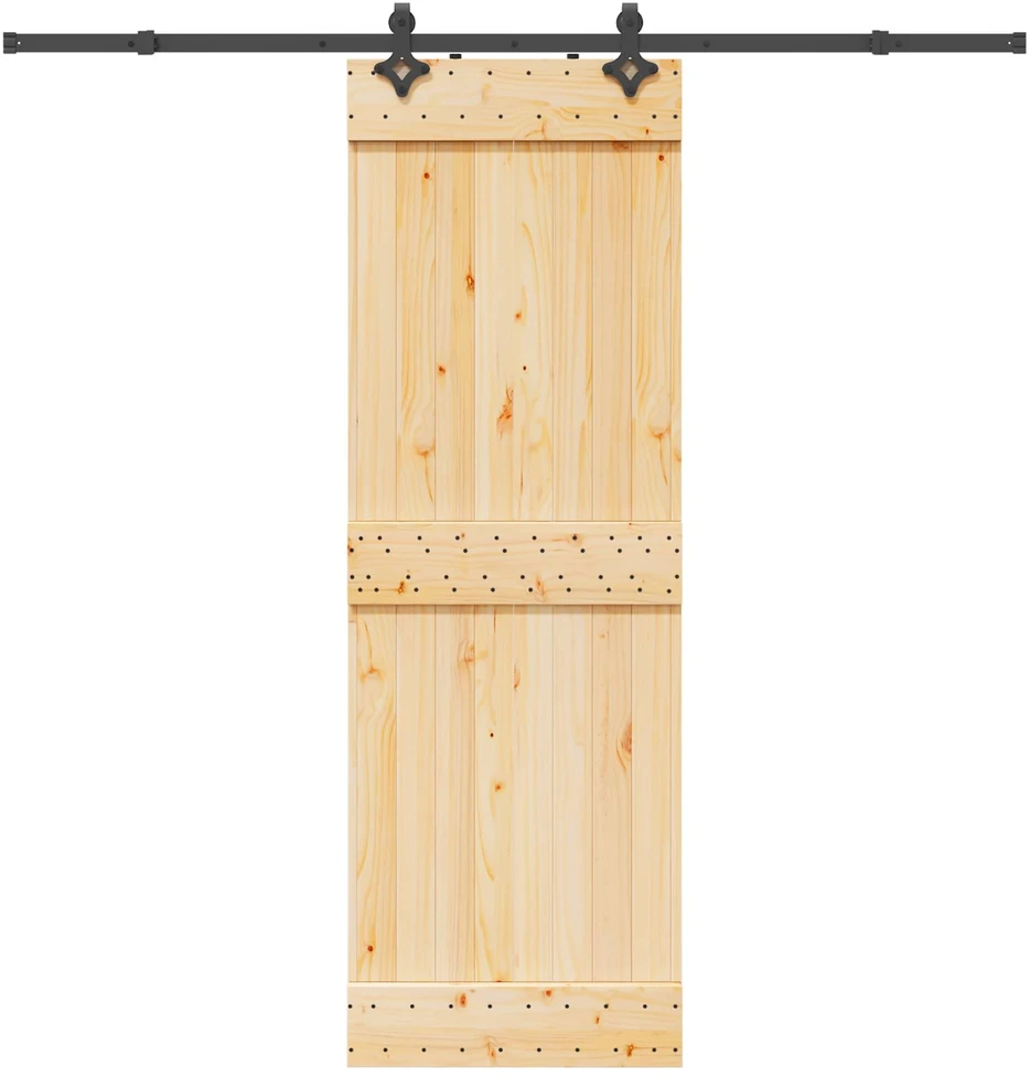 Slankios durys NARVIK Natūrali ir juoda 70 x 210 cm (213,5 cm)