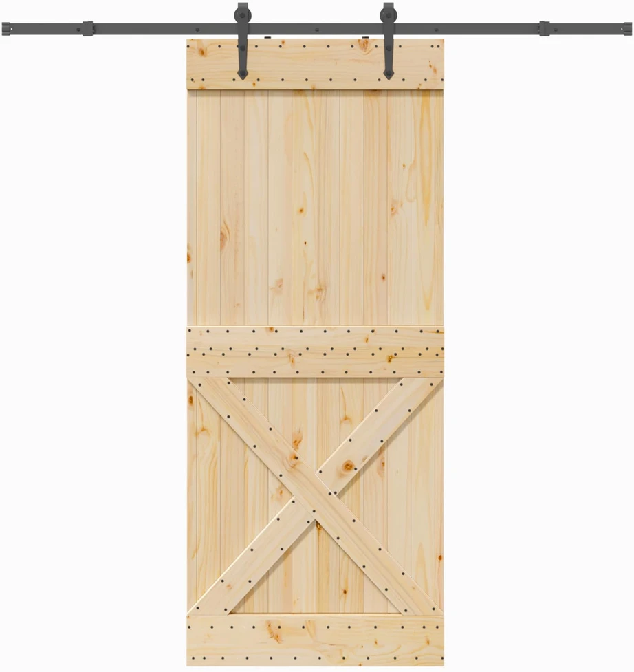 Slankios durys NARVIK Natūrali ir juoda 95 x 210 cm (213,5 cm)