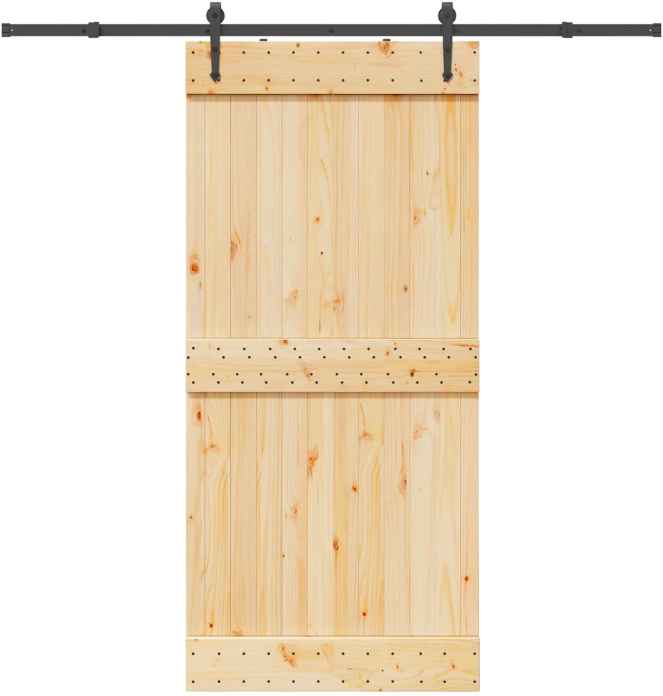 Slankios durys NARVIK Natūrali ir juoda 95 x 210 cm (213,5 cm)