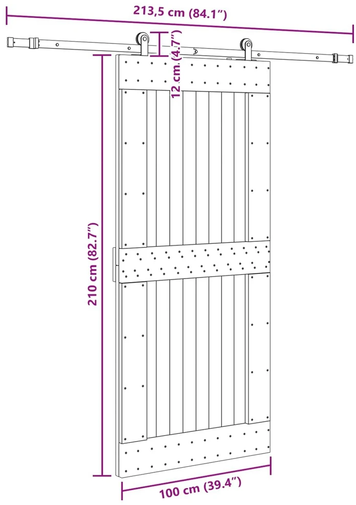 Slankios durys NARVIK Natūrali ir juoda 100 x 210 cm (213,5 cm)