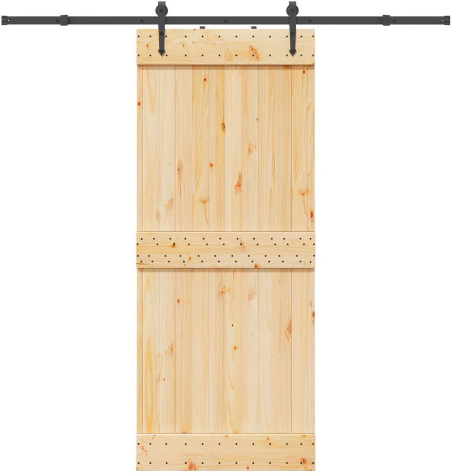 Slankios durys NARVIK Natūrali ir juoda 85 x 210 cm (213,5 cm)